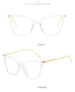 Retro glasses frame women cat eye eyeglasses Large transparent clear eye glasses frames for women  metal leg