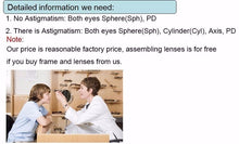 Load image into Gallery viewer, Anti-Blue Ray Lens 1.61 High Index Myopia Presbyopia Prescription Optical Lenses For Eyes Protection Reading Eyewear