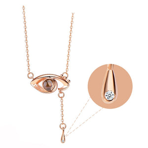 New Rose Gold 100 Languages I Love You Projection Pendant Necklace Romantic Love Memory Wedding Necklace