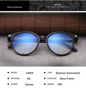 Women Glasses Frame Men Anti Blue Light Eyeglasses Frame Vintage Round Clear Lens Glasses Optical Spectacle Frame