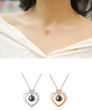 Load image into Gallery viewer, New Rose Gold 100 Languages I Love You Projection Pendant Necklace Romantic Love Memory Wedding Necklace