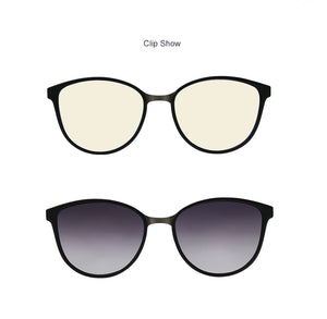 clip on Cat Eye Eyewear Frames Women frame  3in1 memory core inside Polarized Magnet Clip sunglasses  women magnet frame Myopia