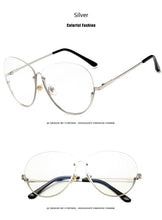 Load image into Gallery viewer, Fashion Half Frame Round Glasses Women Transparent Vintage Large Eyeglasses Gold Frames Clear Lens Glasses Men Lady Eyewear