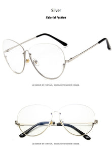 Fashion Half Frame Round Glasses Women Transparent Vintage Large Eyeglasses Gold Frames Clear Lens Glasses Men Lady Eyewear