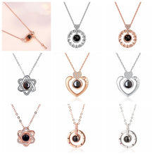 Load image into Gallery viewer, New Rose Gold 100 Languages I Love You Projection Pendant Necklace Romantic Love Memory Wedding Necklace