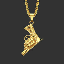 Load image into Gallery viewer, Revolver Uzi Gun Pendant Necklaces Women Men Hip Hop Jewelry Steampunk Bling Rhinestone Gold Long Chain Necklace