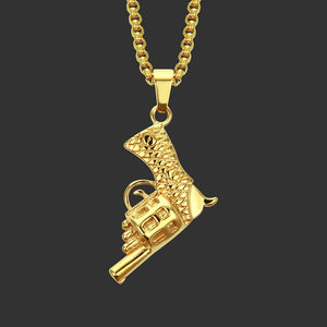 Revolver Uzi Gun Pendant Necklaces Women Men Hip Hop Jewelry Steampunk Bling Rhinestone Gold Long Chain Necklace