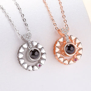 New Rose Gold 100 Languages I Love You Projection Pendant Necklace Romantic Love Memory Wedding Necklace
