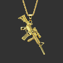Load image into Gallery viewer, Revolver Uzi Gun Pendant Necklaces Women Men Hip Hop Jewelry Steampunk Bling Rhinestone Gold Long Chain Necklace