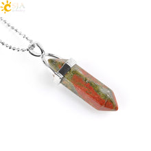 Carica l&#39;immagine nel visualizzatore di Gallery, Real Raw Pink Purple Gem Crystal Necklace Hexagonal Bullet Reiki Chakra Natural Stone Necklace Pendant Women Jewelry E056