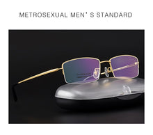 Carica l&#39;immagine nel visualizzatore di Gallery, Gmei Optical Ultralight 100% Pure Titanium Half Rim Glasses Frame For Business Men Myopia Reading Prescription Spectacles LR8935