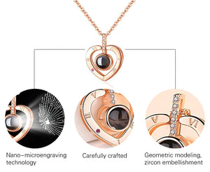 I Love You Necklace 100 Languages Heart Love Necklace Love Memory Projection Pendant Necklace for Women Gifts for Mother's Day