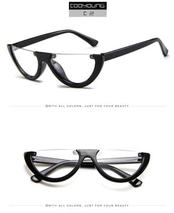 Fashion Cat Eye Style Half Rimless Frame Sunglasses Women Brand Design Gradient Sun Glasses Oculos De Sol