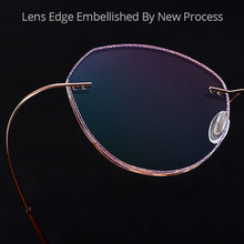Load image into Gallery viewer, Gmei Optical Stylish Ultra-light Brown Titanium Alloy Women&#39;s Rimless Glasses Frame With Gradient BrownTint Plano Lenses T80899