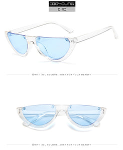 Fashion Cat Eye Style Half Rimless Frame Sunglasses Women Brand Design Gradient Sun Glasses Oculos De Sol