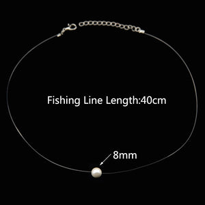 Female Transparent Fishing Line Necklace Silver Color Invisible Chain Women Rhinestone Choker Necklace Collier Femme