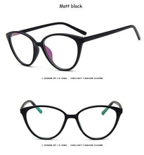 Load image into Gallery viewer, Black  Spectacle frame cat eye Glasses frame clear lens Women brand Eyewear optical frames myopia transparentTemples for glasses