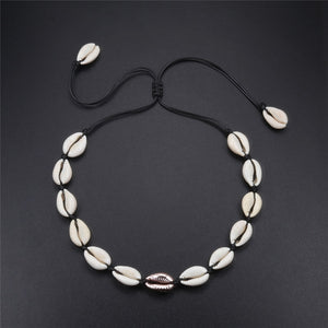 New Boho Shells Neckalce Women Summer Beach Conch Shell Choker Black White Rope Collar Chain Natural Seashell Necklaces Jewelry