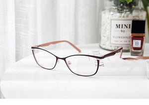 Metal Glasses Frame Women Brand Designer Female Vintage Cat Eye Prescription Eyeglasses Pink Full Myopia Optical Frames Eye