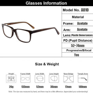 Gmei Optical Classical Square Acetate Full Rim Optical Men Glasses Frame Women Myopia Presbyopia Eyewear With Spring Hinges A010