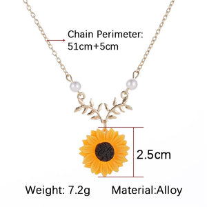 Pearl New Creative Sunflower Pendant Necklaces Vintage Fashion Daily Jewelry Temperament Cute Sweater Necklaces for Women
