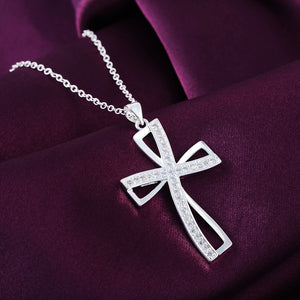collana color argento gioielli donna moda matrimonio Croce cristallo CZ Collana pendente in pietra zircone regalo di Natale n296 