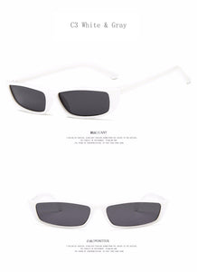 [EL Malus]Small Retro Square Thin Frame Sunglasses UV400 Women Sexy Ladies Sun Glasses Female Yellow White Black Lens Mirror
