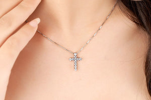 5A Zirconia Cross Crystal Pendants Silver-Plate Box Chain Necklace Female Choker Necklaces Fashion Jewelry Gifts For Women Girls