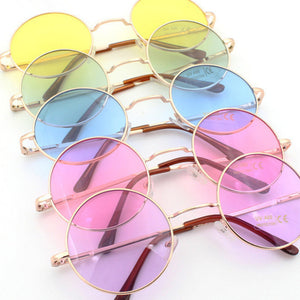 Occhiali da sole rotondi retrò hippie Metal Lennon da donna Occhiali da sole rotondi con lenti colorate circolari con montatura in metallo Stile super hippie chic
