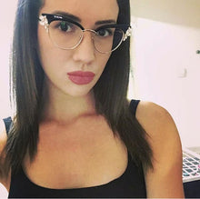 Load image into Gallery viewer, GORGEOUS Ladies Cat Eye Shiny Rhinestones Glasses Frames For Women Eyewear Optical EyeGlasses