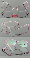 Carica l&#39;immagine nel visualizzatore di Gallery, Metel Alloy  Eyeglasses Half Rim Optical Frame Prescription Women Spectacle Reading Myopia Flower Eye Glasses Purple Blue  52223