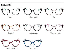 Load image into Gallery viewer, Black  Spectacle frame cat eye Glasses frame clear lens Women brand Eyewear optical frames myopia transparentTemples for glasses