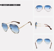 Carica l'immagine nel visualizzatore di Gallery, Moda blu occhiali da sole senza montatura donne 2022 UV400 lusso aviazione signore occhiali da sole occhiali tonalità zonnebril dames