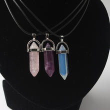 Load image into Gallery viewer, Hexagonal Column Necklaces Natural Crystal Pendants Stone Pendant Leather Chains Necklace For Women Fashion Jewelry