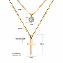 Carica l&#39;immagine nel visualizzatore di Gallery, LUXUKISSKIDS CZ Choker Gold Necklace Set Stainless Steel Chain Pendants Necklaces Set For Men Women Girls Cross Pendant Jewelry