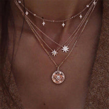 Load image into Gallery viewer, New multi-layer crystal Moon necklaces and pendants for women Vintage charm gold choker necklace