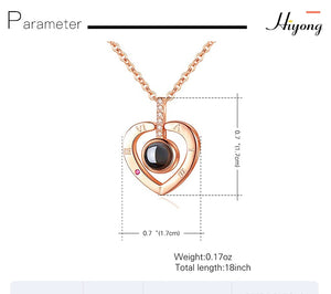 I Love You Necklace 100 Languages Heart Love Necklace Love Memory Projection Pendant Necklace for Women Gifts for Mother's Day