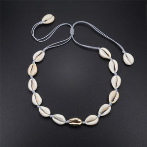 New Boho Shells Neckalce Women Summer Beach Conch Shell Choker Black White Rope Collar Chain Natural Seashell Necklaces Jewelry