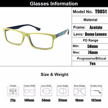 Carica l&#39;immagine nel visualizzatore di Gallery, Gmei Optical T9051 Acetate Full-Rim Rectangle Green Front Frame Eyeglasses for Women and Men Spectacles Eyewear