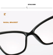 Load image into Gallery viewer, Retro glasses frame women cat eye eyeglasses Large transparent clear eye glasses frames for women  metal leg