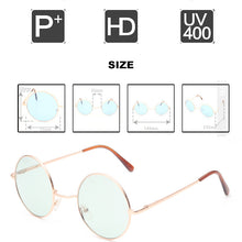 Carica l&#39;immagine nel visualizzatore di Gallery, Occhiali da sole rotondi retrò hippie Metal Lennon da donna Occhiali da sole rotondi con lenti colorate circolari con montatura in metallo Stile super hippie chic