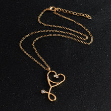 Load image into Gallery viewer, Stethoscope necklace Heart stethoscope pendant with rhinestone necklace Doctor Nurse Graduation Medical Gift