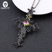 Load image into Gallery viewer, Freeshipping 1pc Vintage Gothic Cross Statement Necklace Triangle Pentagram Geometric Necklace Women jewellery Hip Hop Men Joyas