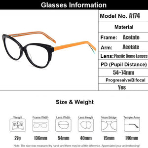 Gmei Optical Stylish Cat Eye Acetate Full Rim Optical Glasses Frame Women Myopia Presbyopia Eyewear With Spring Hinges A174