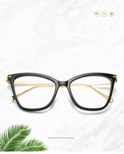 Load image into Gallery viewer, Retro glasses frame women cat eye eyeglasses Large transparent clear eye glasses frames for women  metal leg