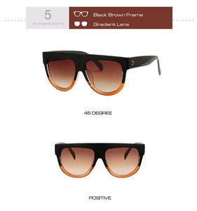 Flat Top Oversized Women Sunglasses Retro Shield Shape Luxy Brand Design Big Frame Rivet Shades Sunglasses Women UV400 Eyewear