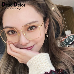 Luxury Women Square Eyeglasses Vintage Glasses Optical Frame Gold Metal Unisex Spectacles Clear Lens Glasses Blue Light Glasses