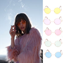 Carica l&#39;immagine nel visualizzatore di Gallery, Occhiali da sole rotondi retrò hippie Metal Lennon da donna Occhiali da sole rotondi con lenti colorate circolari con montatura in metallo Stile super hippie chic