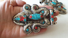 Load image into Gallery viewer, TBP699 Tibetan Dragon Amulet Copper Inlaid Big Pendants Double Dragons