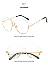 Load image into Gallery viewer, Fashion Half Frame Round Glasses Women Transparent Vintage Large Eyeglasses Gold Frames Clear Lens Glasses Men Lady Eyewear